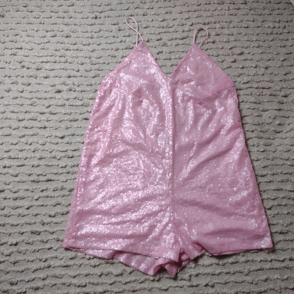 Pink sequin romper
